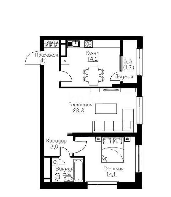 Продажа 2-комнатной квартиры, 65 м² в Алматы