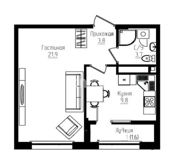 Продажа 1-комнатной квартиры, 40.8 м² в Алматы - фото 2