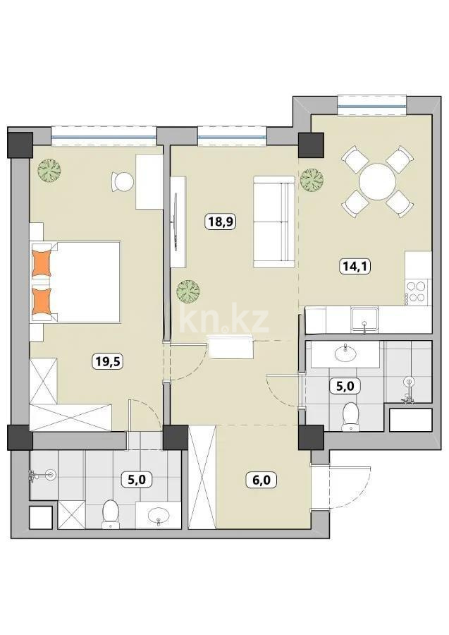 Продажа 3-комнатной квартиры, 69.6 м² в Алматы