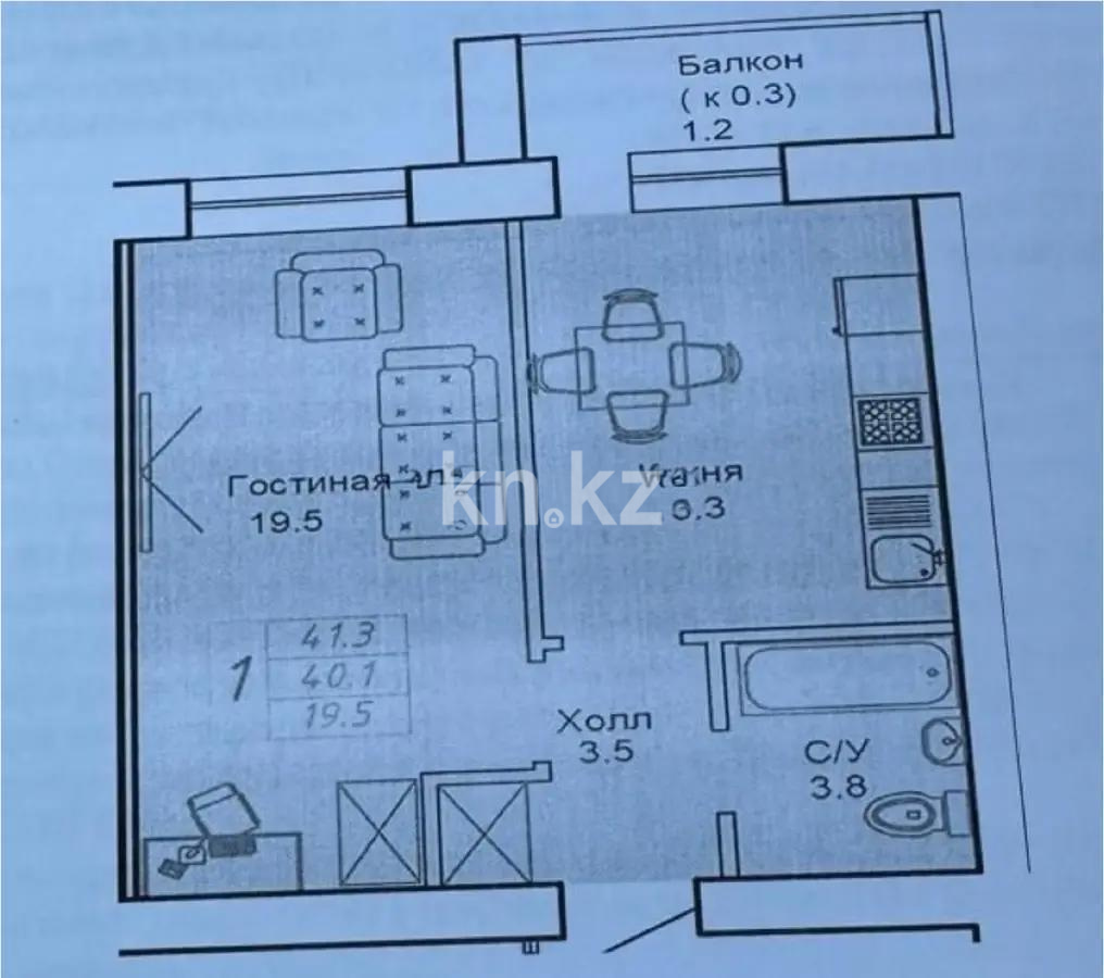 Продажа 1-комнатной квартиры, 41.3 м², ул. Молдагалиева, дом  1 стр в Астане