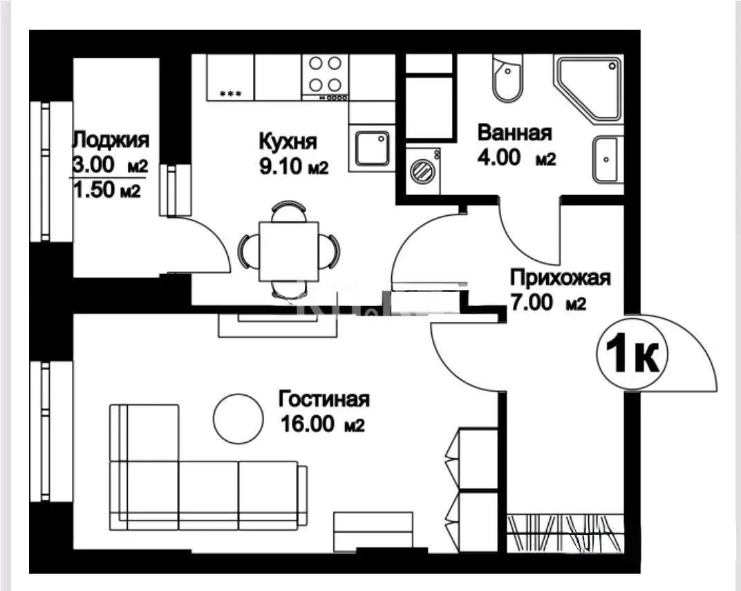 Продажа 1-комнатной квартиры, 40 м², ул. Шаймерденова, дом  4/3 в Астане - фото 3