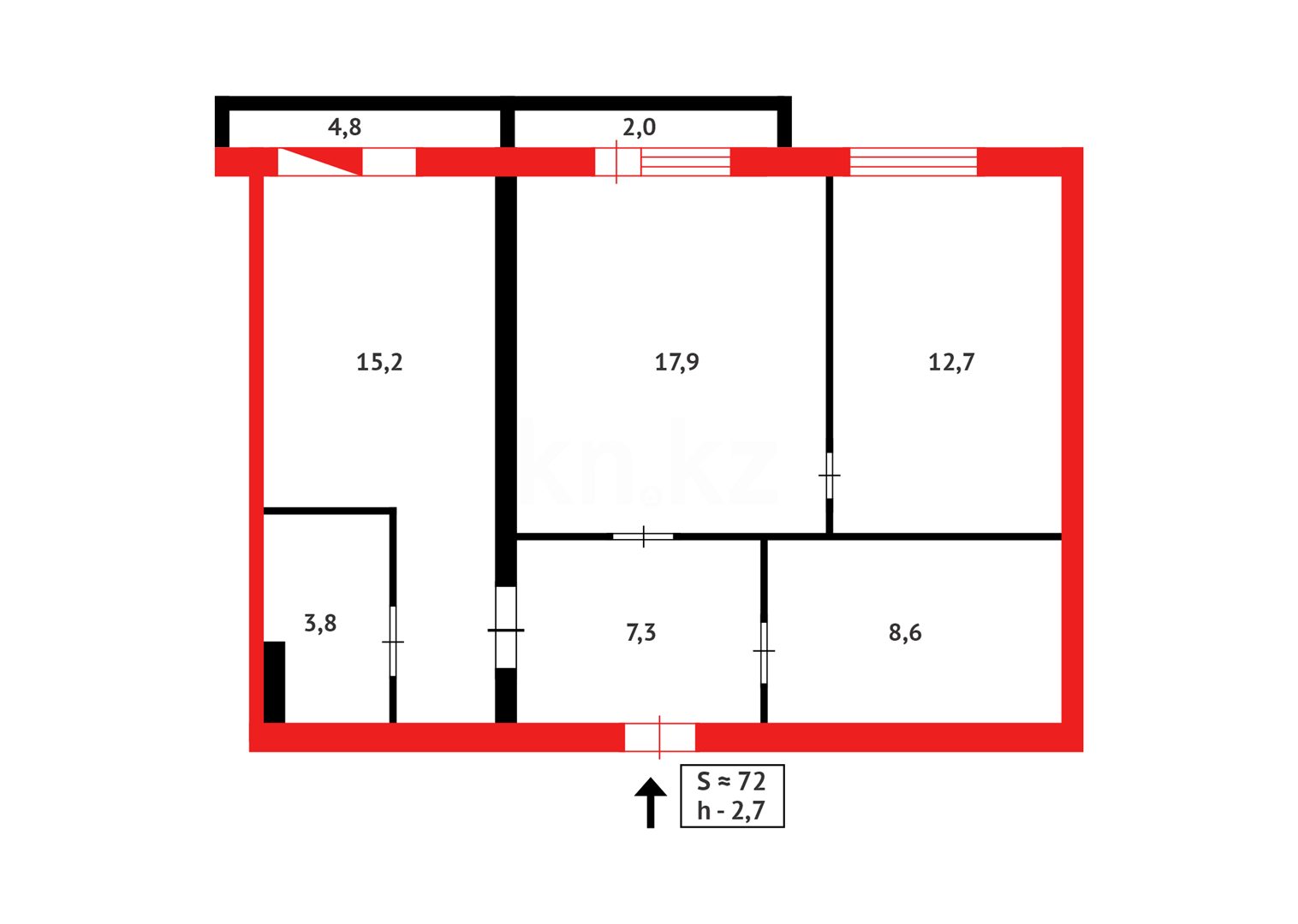 Продажа 3-комнатной квартиры, 72 м² в Караганде - фото 14