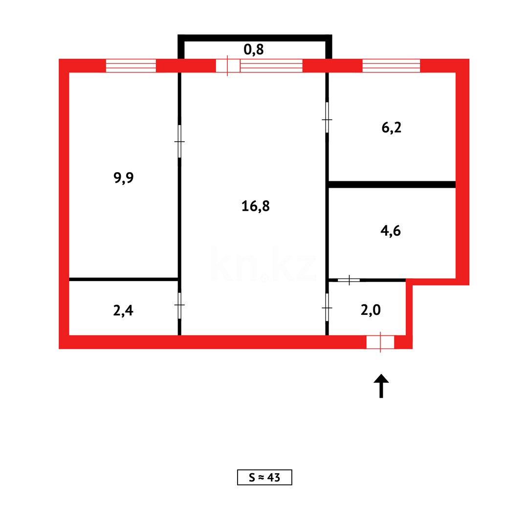 Продажа 2-комнатной квартиры, 44 м² в Темиртау - фото 14
