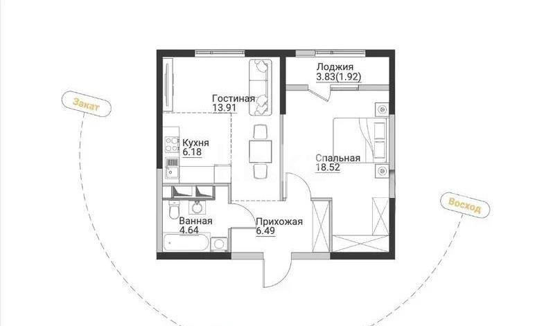 Продажа 2-комнатной квартиры, 52 м² в Алматы
