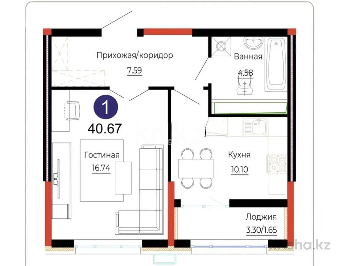 Продажа 1-комнатной квартиры, 41 м² в Астане - фото 3
