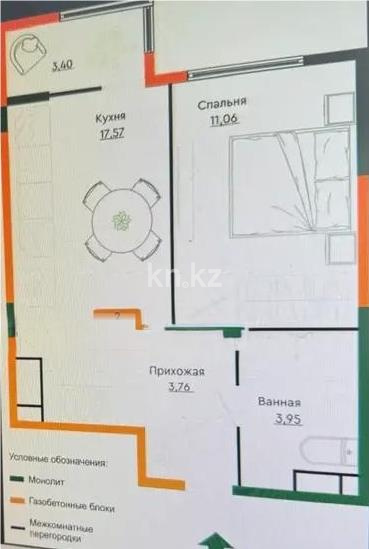 Продажа 1-комнатной квартиры, 40.74 м² в Алматы