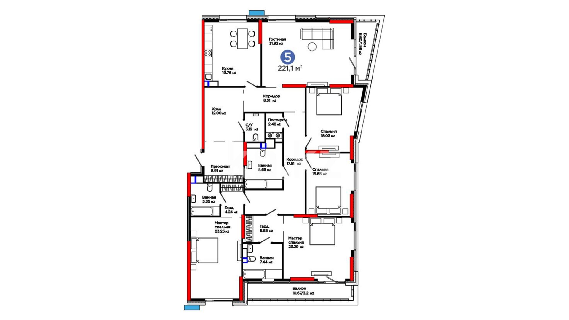 ЖК Nexpo Aura, 5-комнатная, цена 206 352 630 ₸, 933 300 ₸&nbsp;/&nbsp;м²