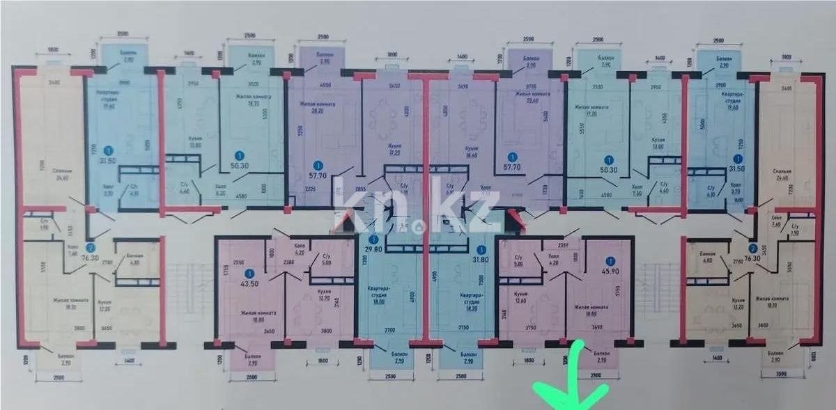 Продажа 2-комнатной квартиры, 46 м² в Алматы - фото 2