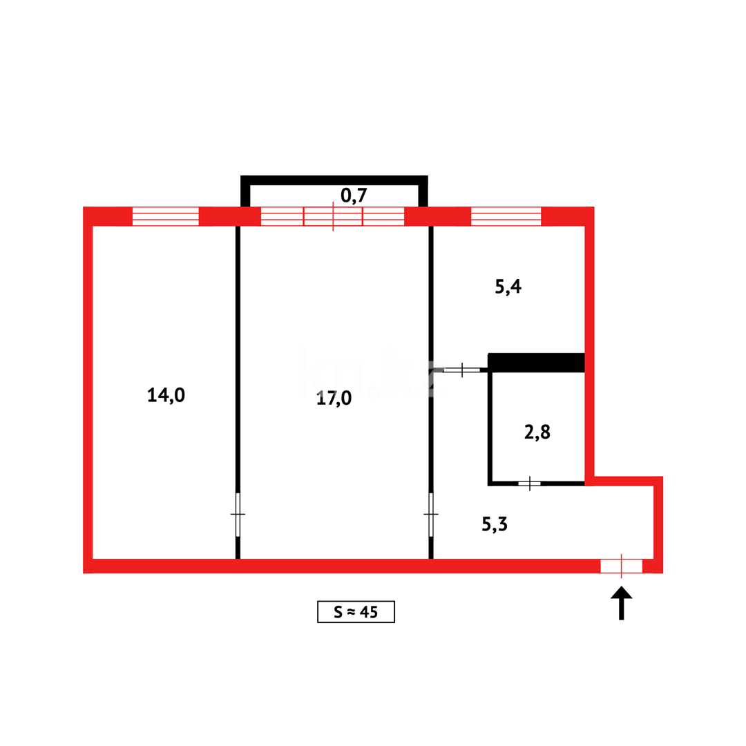 Продажа 2-комнатной квартиры, 44 м² в Караганде - фото 12