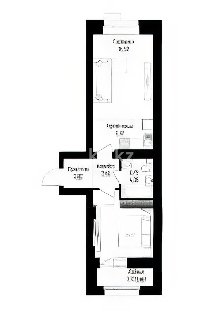 Продажа 2-комнатной квартиры, 47 м² в Астане