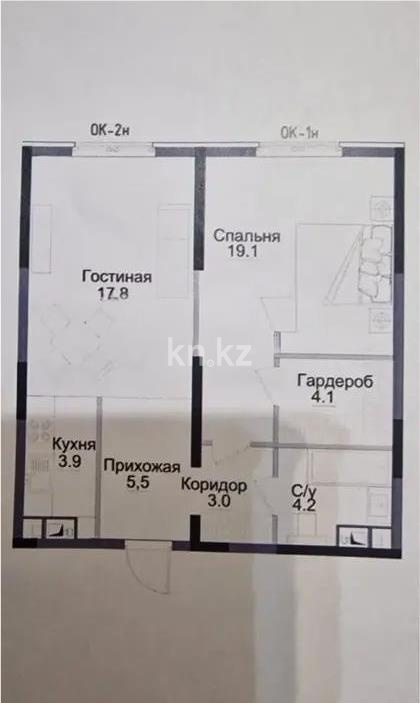 Продажа 2-комнатной квартиры, 59.6 м² в Алматы