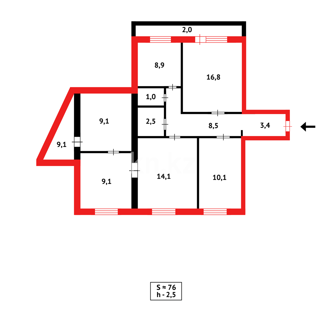 Продажа 4-комнатной квартиры, 73 м², мкр. Мамраева (Восток-5) в Караганде - фото 21