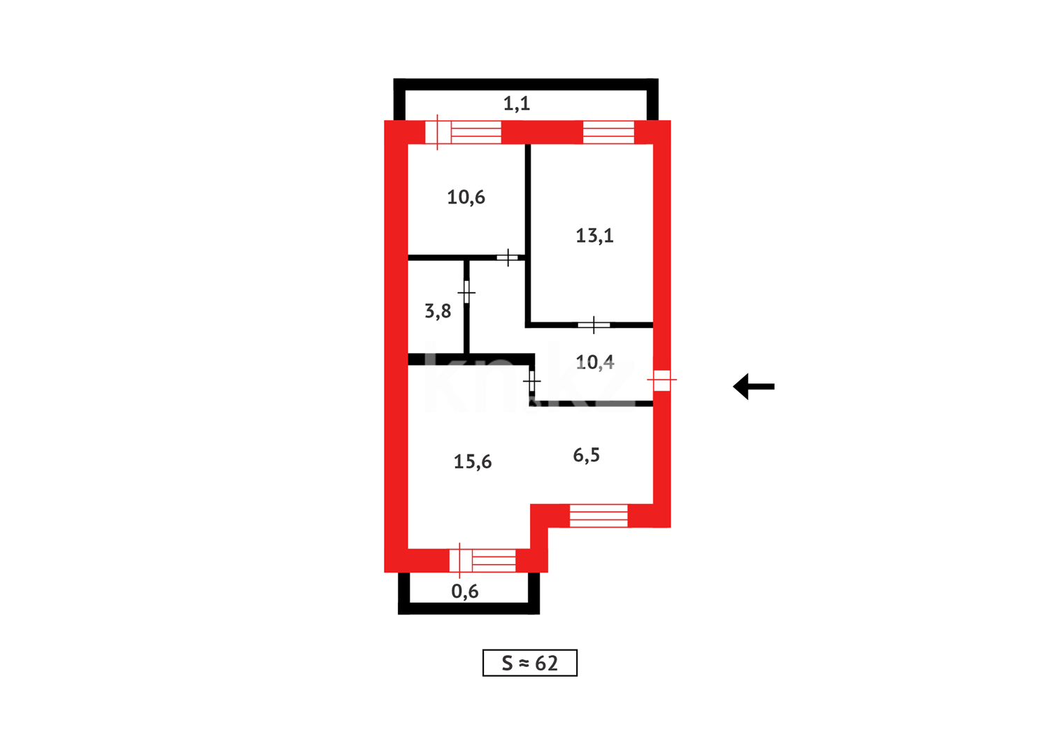 Продажа 3-комнатной квартиры, 61 м², ул. Аманжолова в Караганде - фото 17