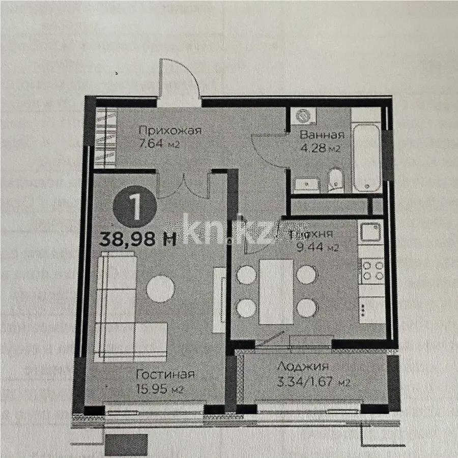 Продажа 1-комнатной квартиры, 38.98 м² в Астане - фото 4