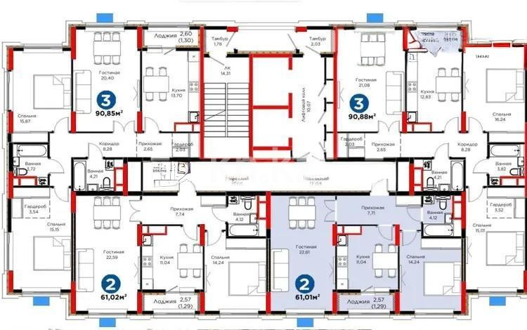 Продажа 2-комнатной квартиры, 61.01 м² в Астане - фото 2