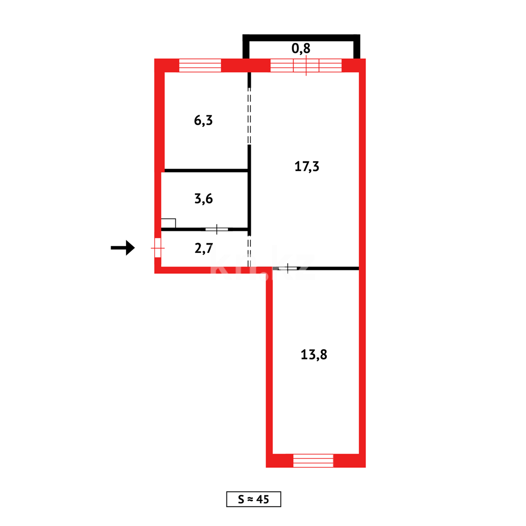 Продажа 2-комнатной квартиры, 44 м², мкр-н 7 в Темиртау - фото 9