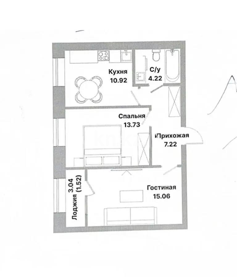 Продажа 2-комнатной квартиры, 54 м² в Астане