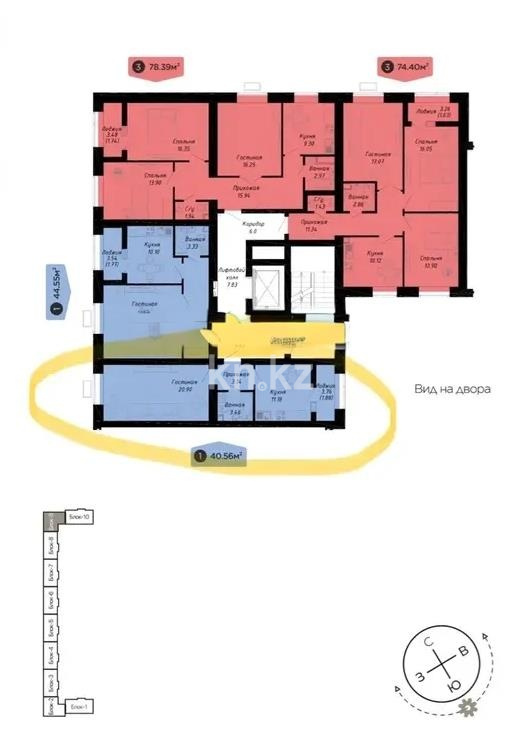 Продажа 2-комнатной квартиры, 40.56 м² в Астане