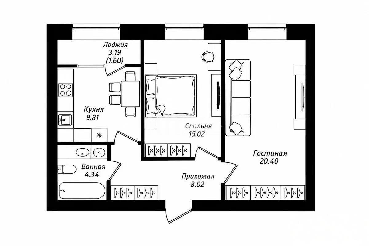 Продажа 2-комнатной квартиры, 60 м² в Астане
