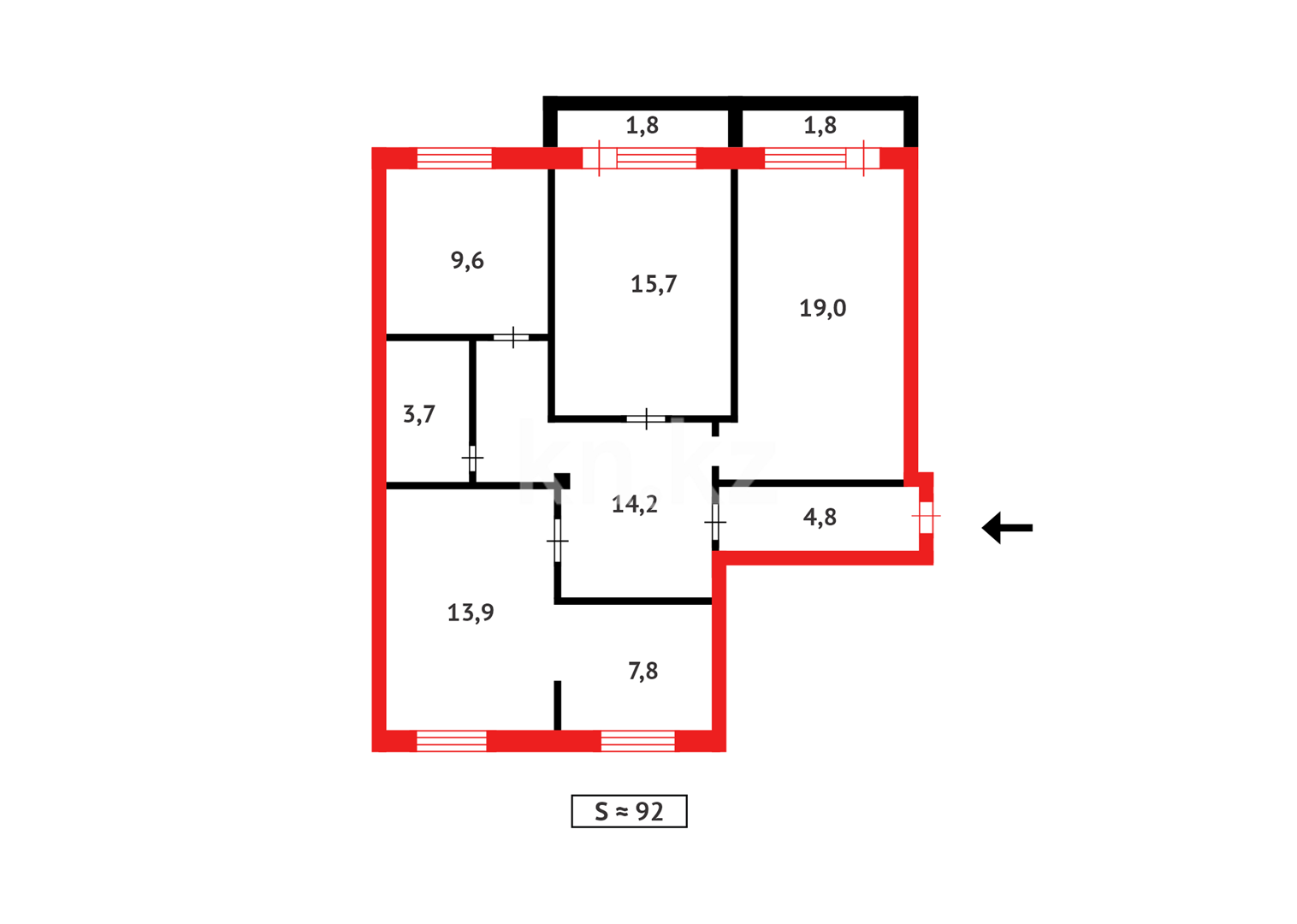 Продажа 4-комнатной квартиры, 92 м² в Астане - фото 12