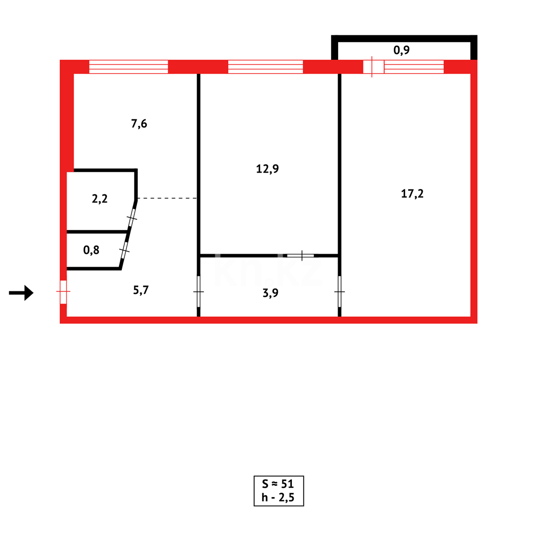 Продажа 2-комнатной квартиры, 52 м² в Караганде - фото 7