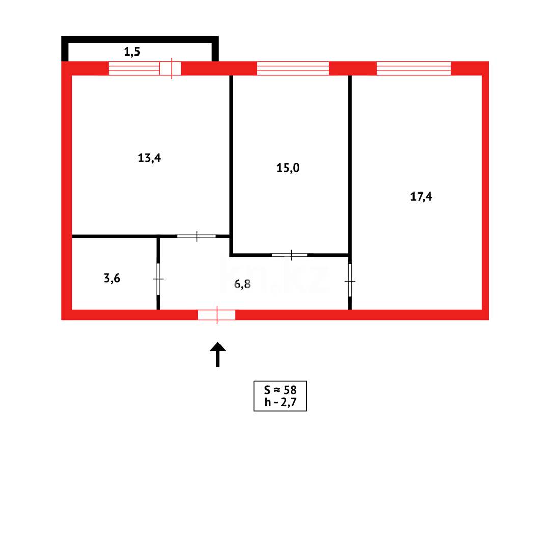 Продажа 2-комнатной квартиры, 61 м² в Караганде - фото 15