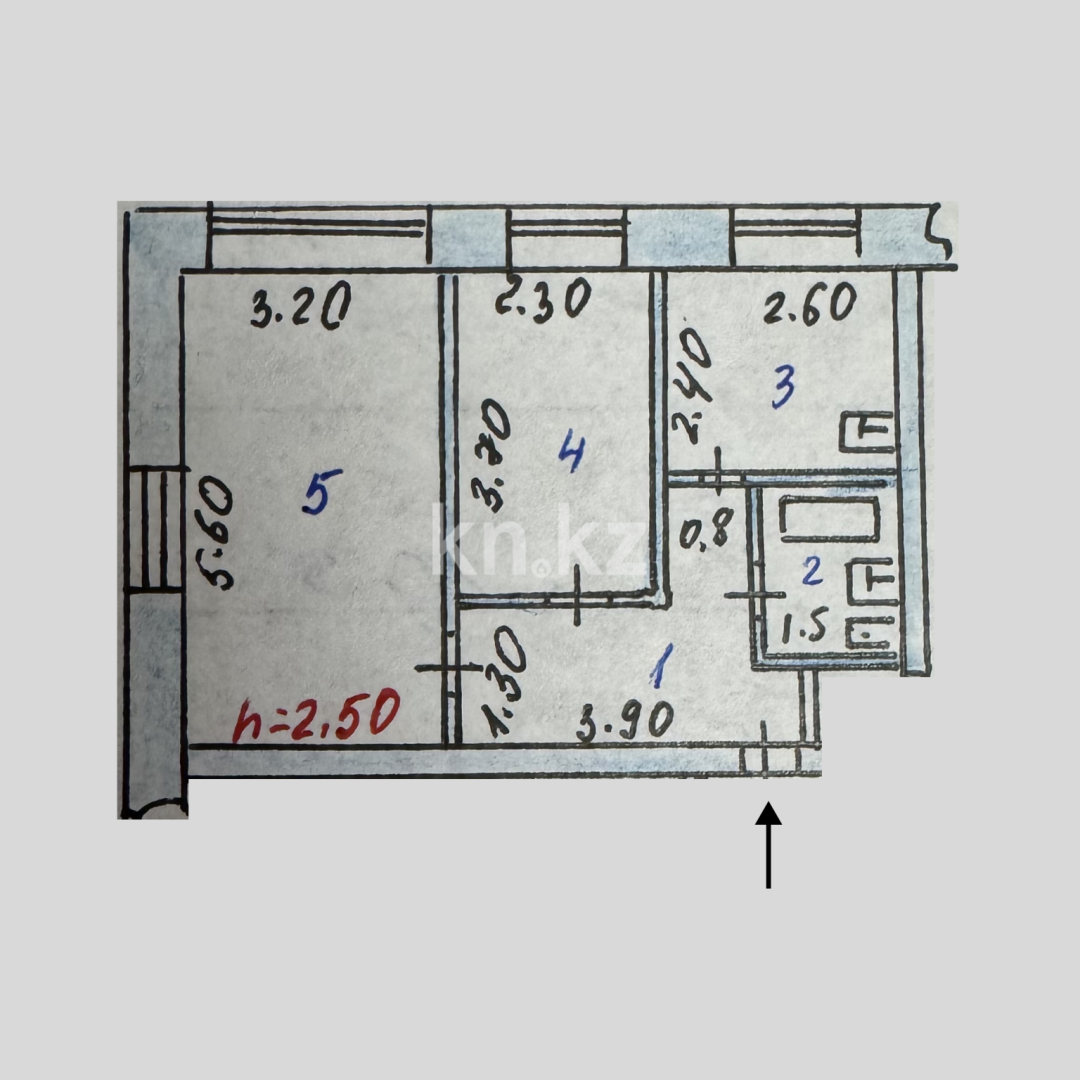 Продажа 2-комнатной квартиры, 43.2 м² в Жезказгане
