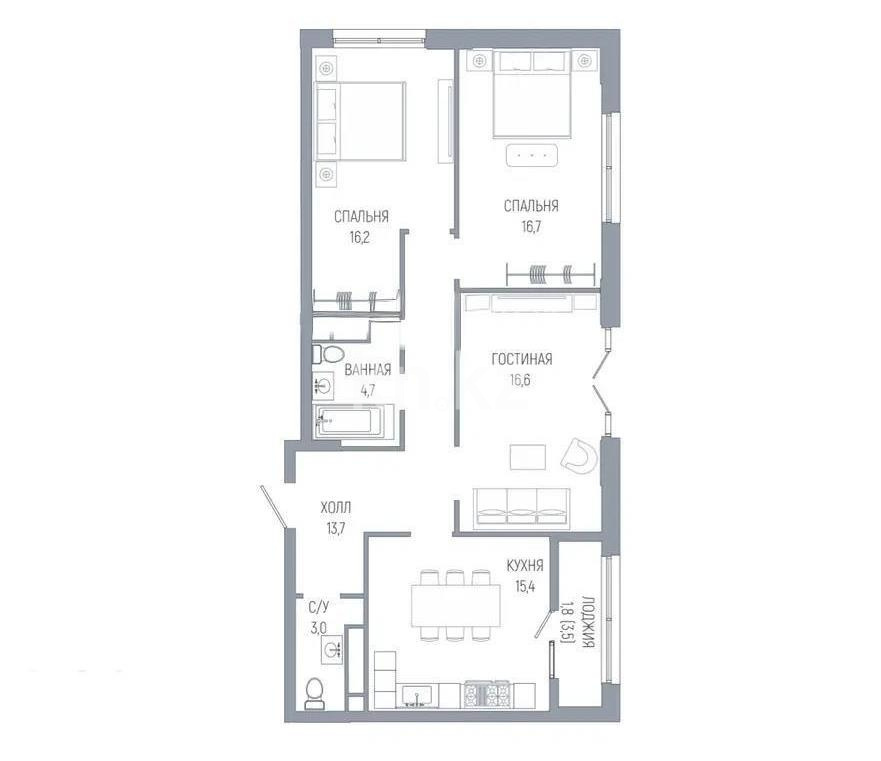 Продажа 3-комнатной квартиры, 90 м² в Астане - фото 3