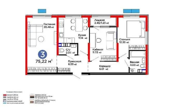 Продажа 3-комнатной квартиры, 75.22 м² в Алматы