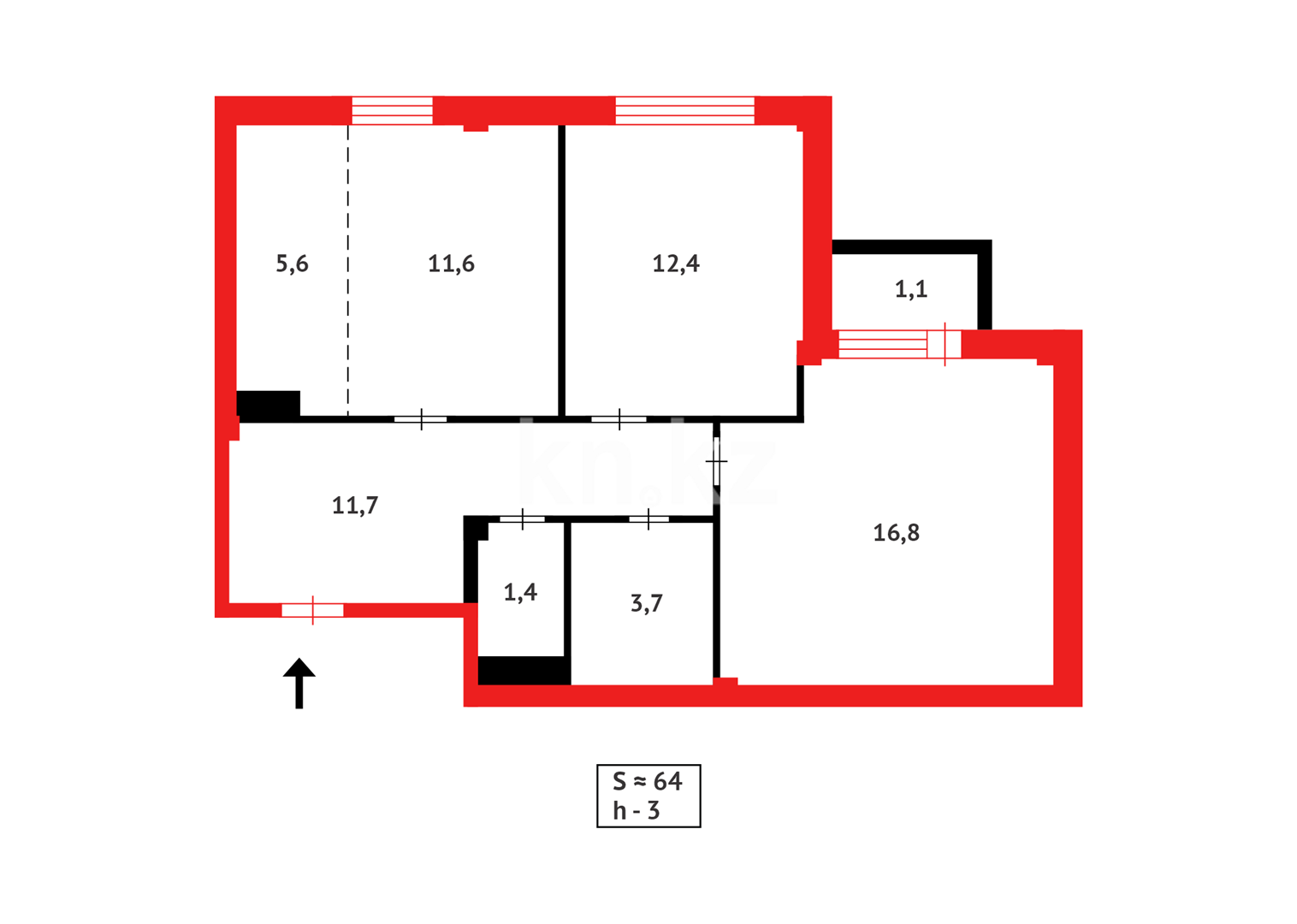Продажа 3-комнатной квартиры, 64.3 м², ул. Куанышбаева в Астане - фото 12