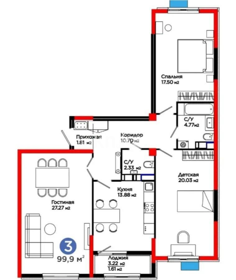 Продажа 3-комнатной квартиры, 100 м² в Алматы - фото 5