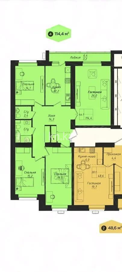 Продажа 4-комнатной квартиры, 115 м² в Астане