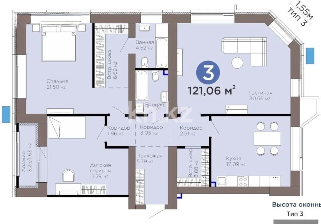 Продажа 3-комнатной квартиры, 121 м² в Астане - фото 5
