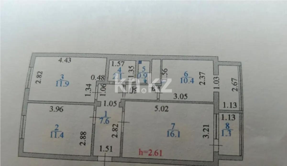 Продажа 3-комнатной квартиры, 61.7 м² в Астане