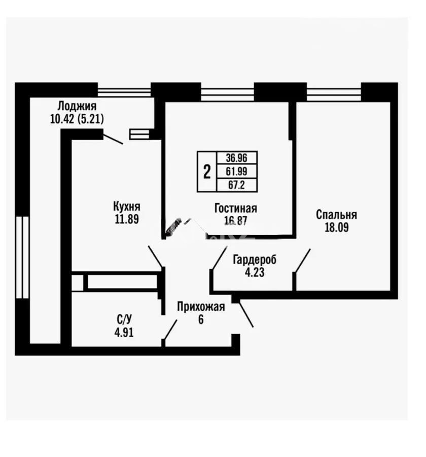 Продажа 2-комнатной квартиры, 67 м² в Астане