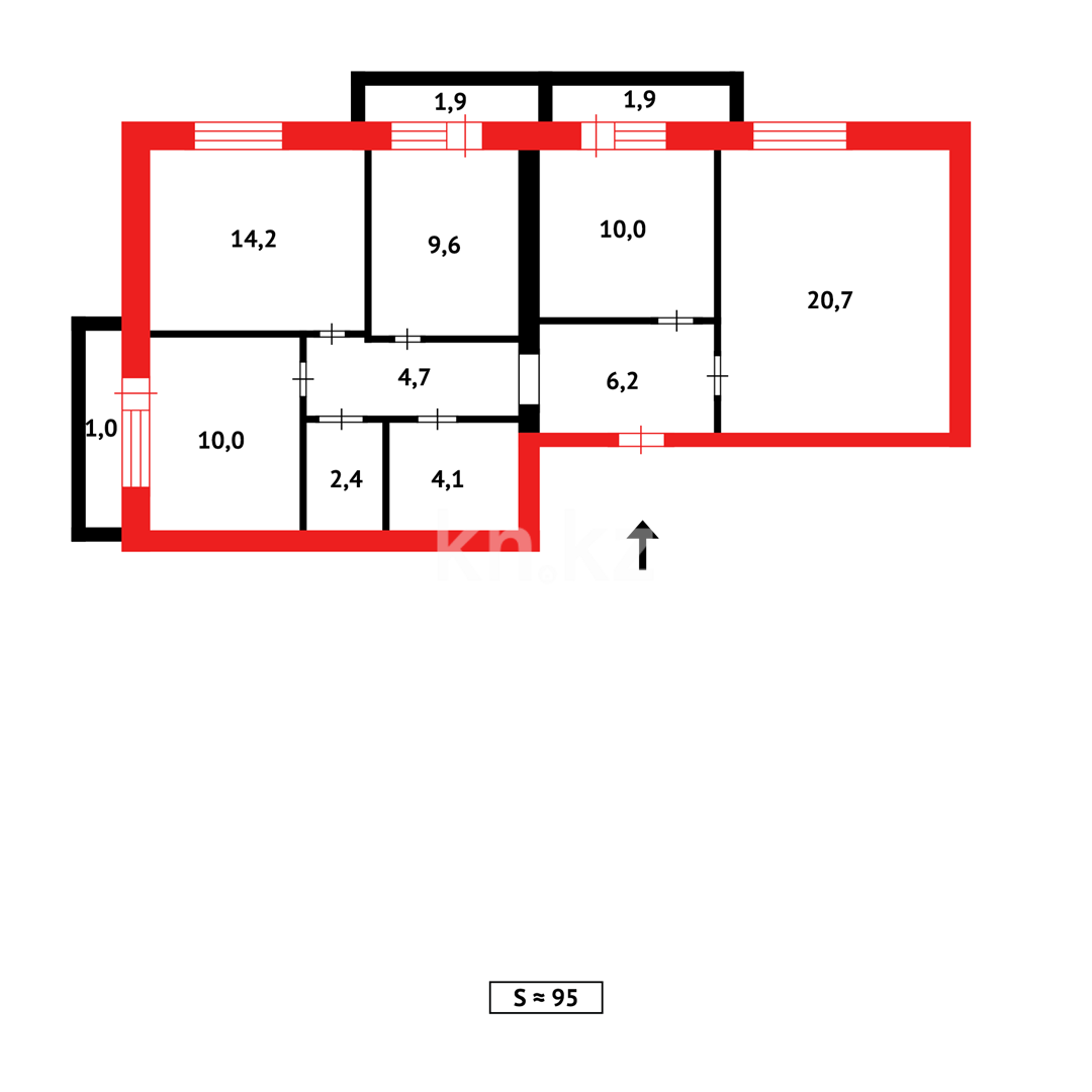 Продажа 4-комнатной квартиры, 95 м², ул. Сарыарка, дом  6 в Караганде - фото 13