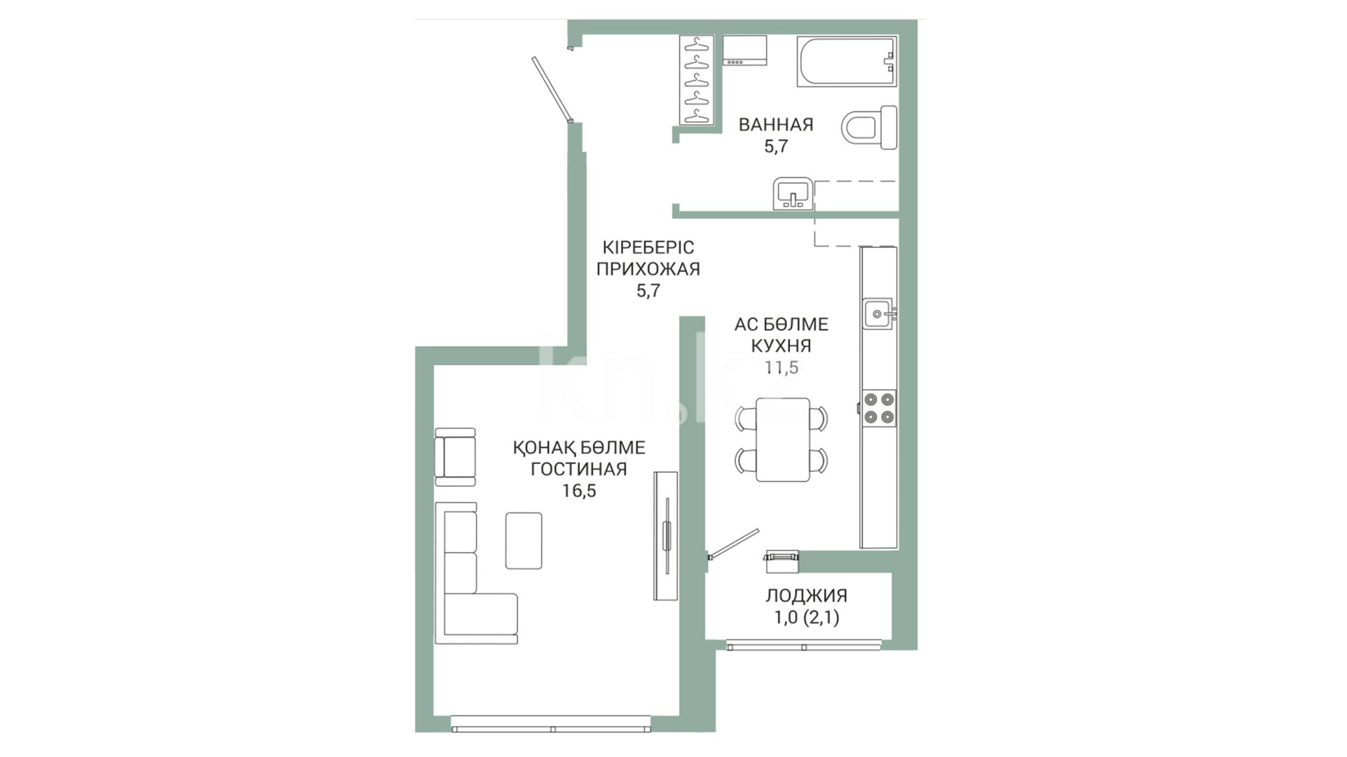 ЖК Fortis, 1-комнатная, цена 23 028 000 ₸, 570 000 ₸&nbsp;/&nbsp;м²