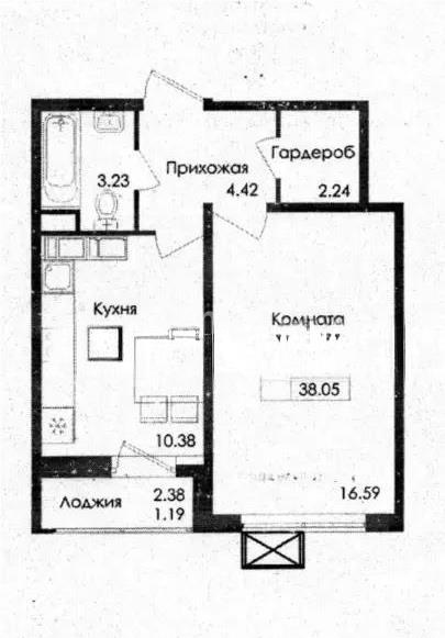 Продажа 1-комнатной квартиры, 38.05 м² в Астане
