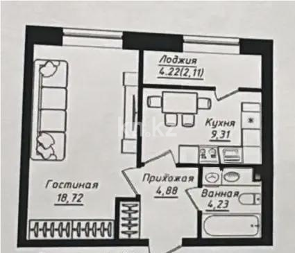 Продажа 1-комнатной квартиры, 39.25 м², ул. Нажимеденова, дом  5/1 в Астане