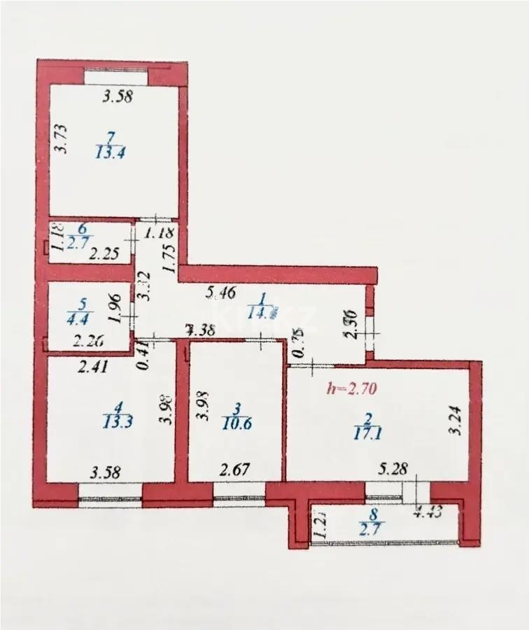 Продажа 3-комнатной квартиры, 78.3 м² в Астане - фото 8