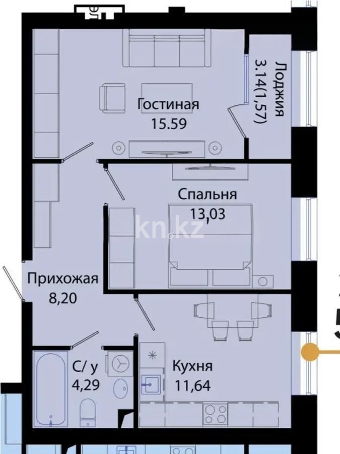 Продажа 2-комнатной квартиры, 55 м² в Астане - фото 5