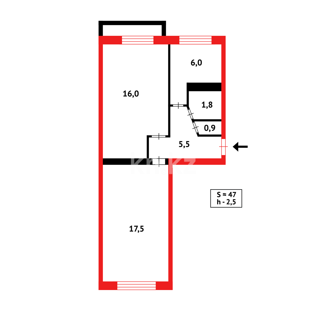 Продажа 2-комнатной квартиры, 47 м² в Караганде - фото 10