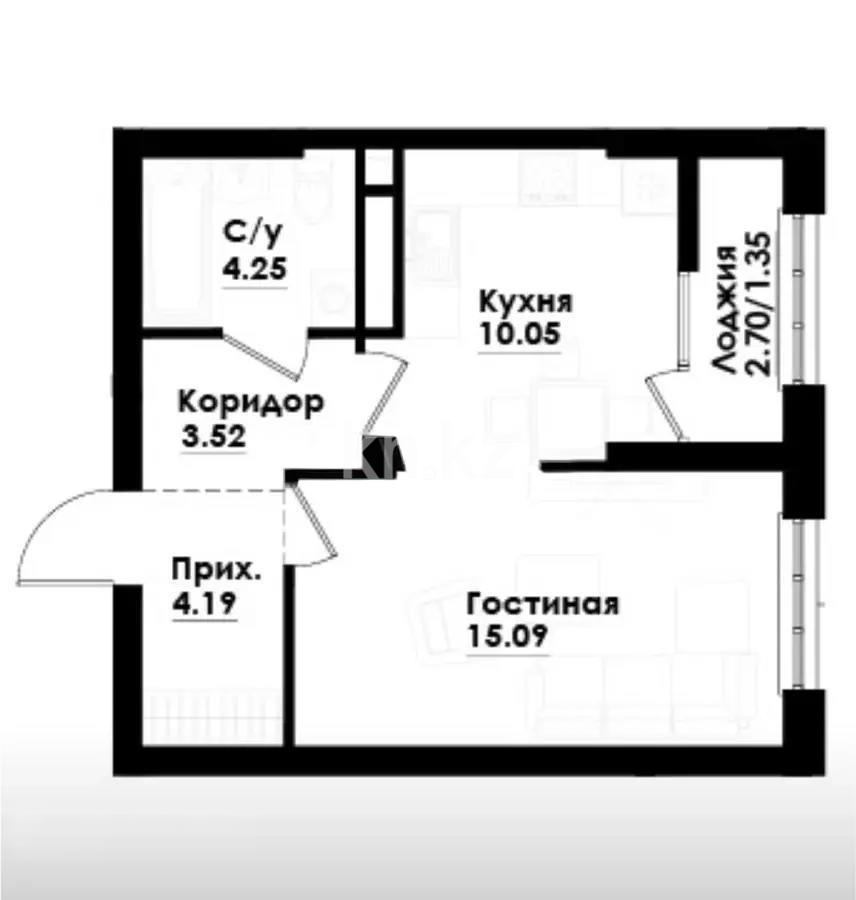 Продажа 1-комнатной квартиры, 38.45 м², ул. Толе би, дом  290/1 в Алматы