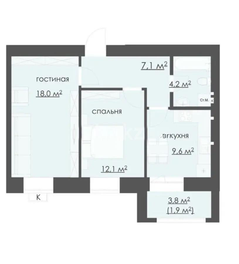 Продажа 2-комнатной квартиры, 55 м², 067 учетный квартал, дом  участок 502 в Караганде