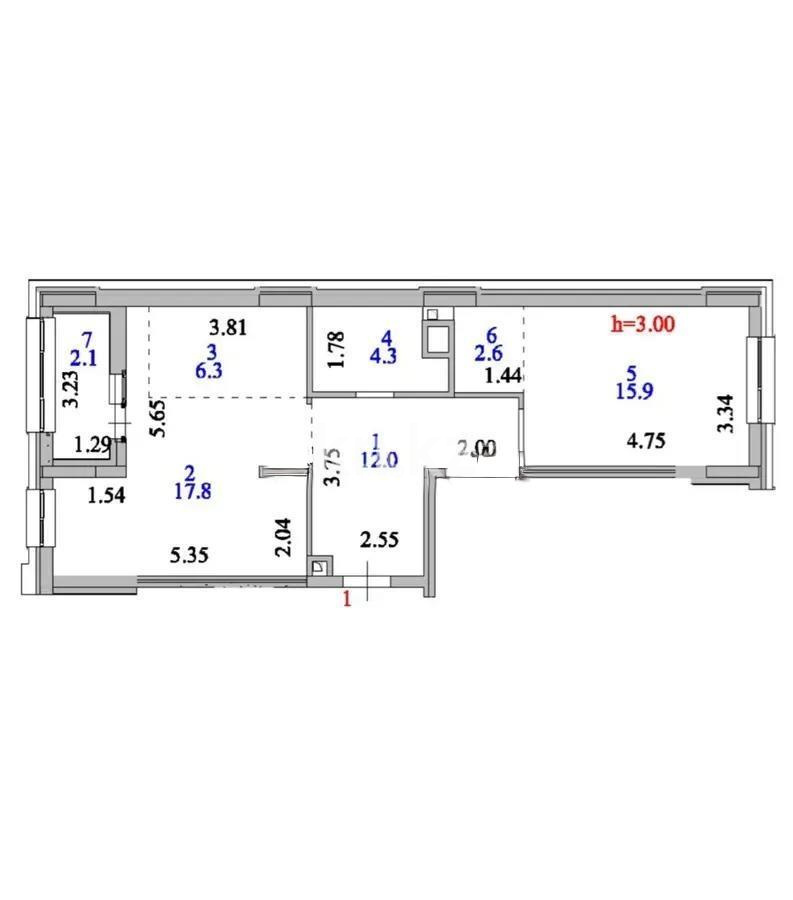Продажа 3-комнатной квартиры, 61 м², ул. Нажимеденова, дом  54/1 в Астане
