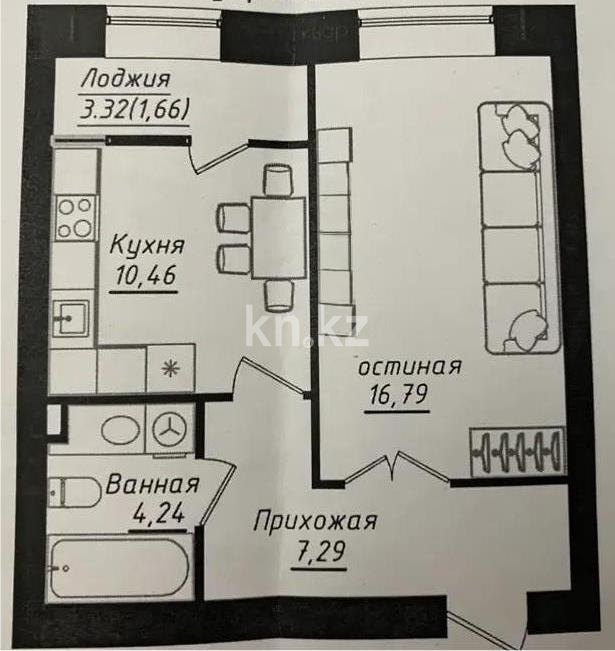 Продажа 1-комнатной квартиры, 40.44 м² в Астане
