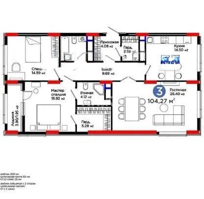 Продажа 3-комнатной квартиры, 104.27 м² в Астане