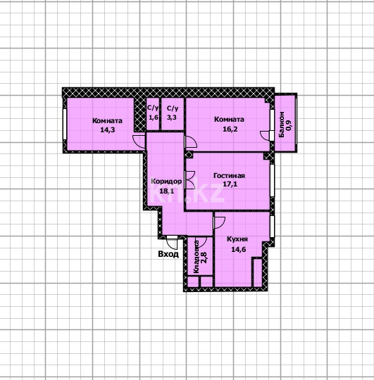 Продажа 3-комнатной квартиры, 89 м² в Астане