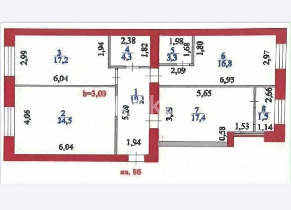 Продажа 3-комнатной квартиры, 95.1 м², ул. Е-15, дом  16 в Астане