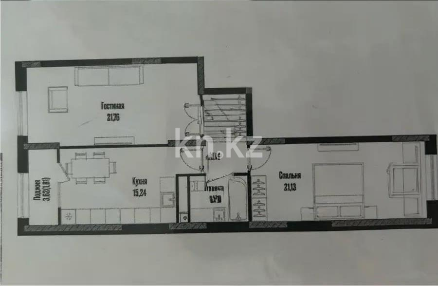 Продажа 2-комнатной квартиры, 69.59 м² в Астане